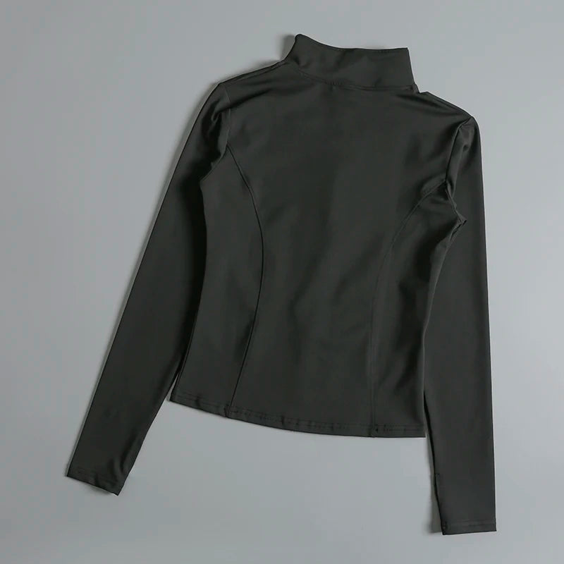 Women’s Zip-Up Cropped Sports Jacket – Workout & Yoga Fitness Wear
